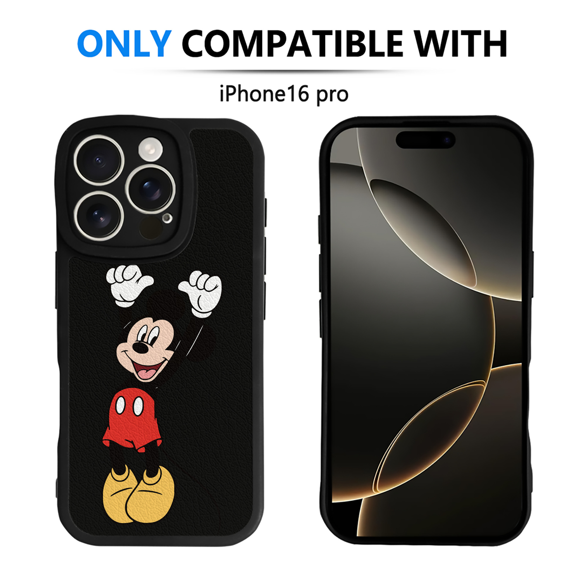 （画像用） ミッキーマウス Mickey Mouse 【iPhone 16シリーズ対応】シリコンスマホケース（レザー調） 材質：シリコン